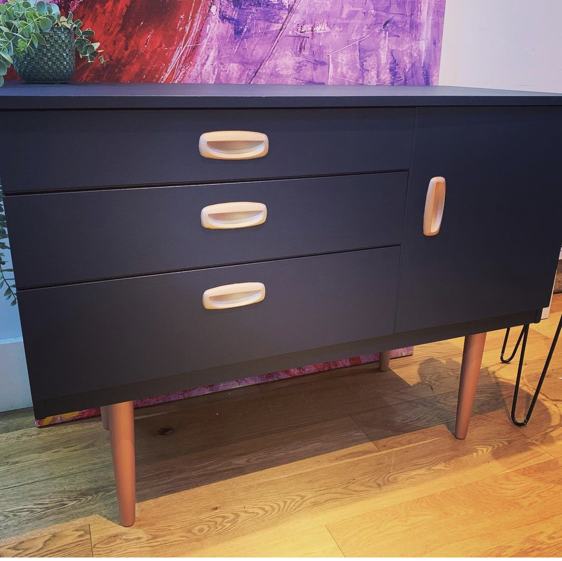Navy Mid-Century Sideboard